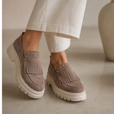Pantofi casual Piele Naturala velur Bej cipria Arven