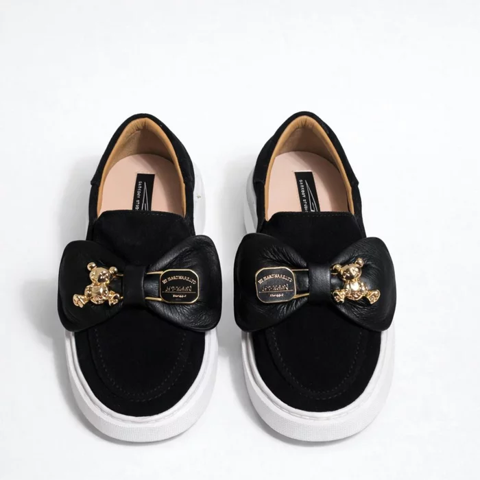 Pantofi casual Piele Naturala velur Negru Daily Bow picture - 3