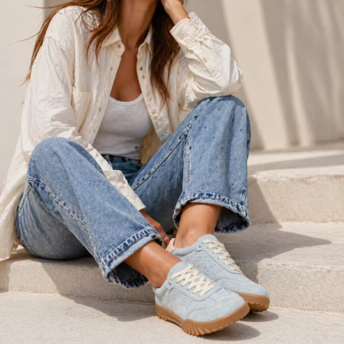Pantofi casual sport Piele Naturala Turcoaz Drift picture - 4