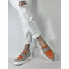Pantofi dama casual Piele Naturala verde cu orange Thiana