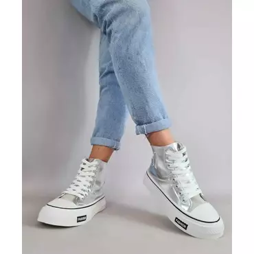 Pantofi dama casual sport Shine Argintii