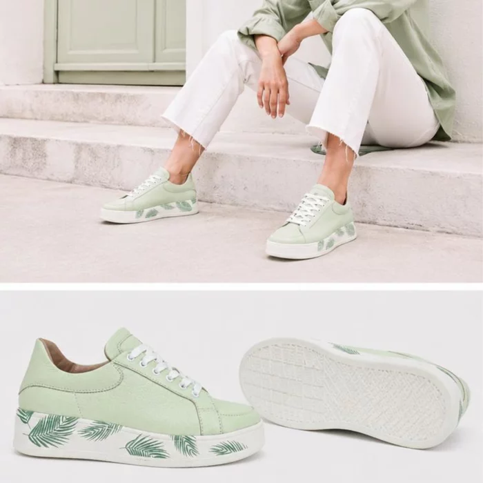 Pantofi dama casuals sport Piele Naturala Verde Fistic Alesya picture - 6