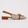 Pantofi dama cu toc mic confortabil din Textil Maro Sorina picture - 1