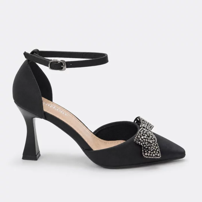Pantofi dama eleganti  cu funda strasuri satin Negru Arabella picture - 5