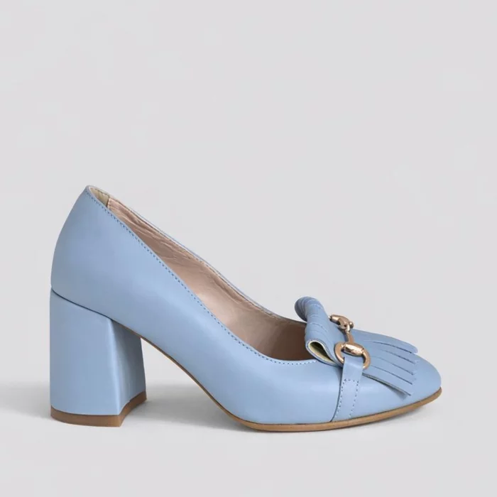 Pantofi dama Piele Naturala Blue cu accesorii Tasha picture - 3