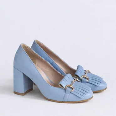 Pantofi dama Piele Naturala Blue cu accesorii Tasha