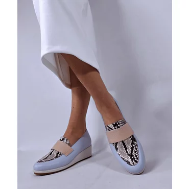 Pantofi dama Piele Naturala Blue cu Bej Oldy