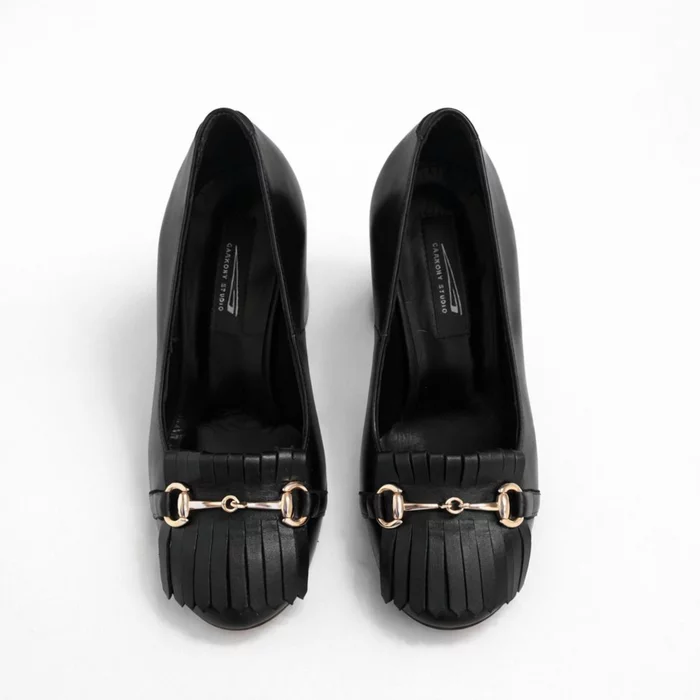 Pantofi dama Piele Naturala Negri cu accesorii Tasha picture - 4