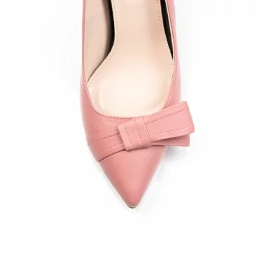 Pantofi de dama piele roze somon Good cu funda GF1