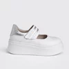 Pantofi sport elegant Piele Naturala Albi cu argintiu Garkony Silver Line picture - 4