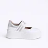 Pantofi sport elegant Piele Naturala Albi cu argintiu Garkony Silver Line picture - 5