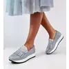 Pantofi sport piele gri Klara cu franjuri argintii