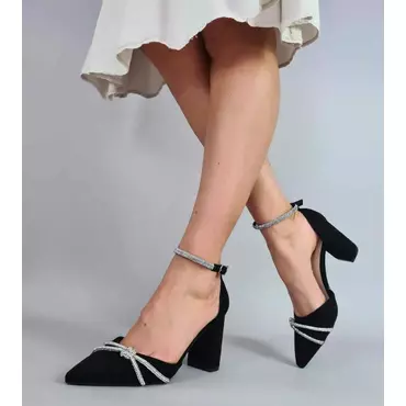 Pantofi stiletto catifea neagra Ania