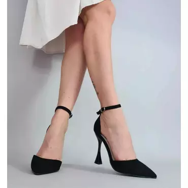 Pantofi stiletto catifea neagra Aronia