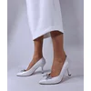 Pantofi stiletto Piele Naturala alb sidefati cu accesorii funde detasabile Veronika