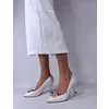 Pantofi stiletto Piele Naturala Albi cu accesorii pietre detasabile Vittoria
