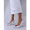 Pantofi stiletto Piele Naturala Albi cu accesoriu color detasabil Greta