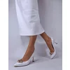 Pantofi stiletto Piele Naturala Albi cu accesoriu detasabil Francesca