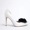 Pantofi stiletto Piele Naturala Albi sidefat cu floare Madona picture - 2