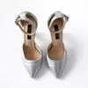 Pantofi stiletto Piele Naturala argintie Erica picture - 4