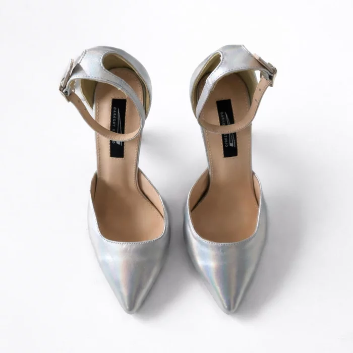 Pantofi stiletto Piele Naturala argintie Erica picture - 4