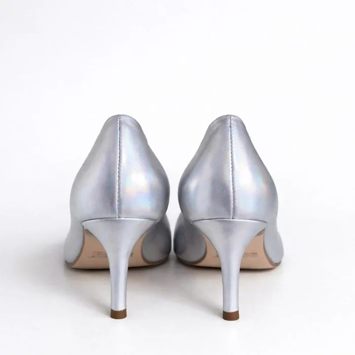 Pantofi stiletto Piele Naturala Argintii Aylin picture - 3