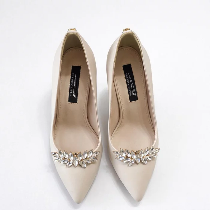 Pantofi stiletto Piele Naturala Crem cu accesoriu detasabil Maestro picture - 2