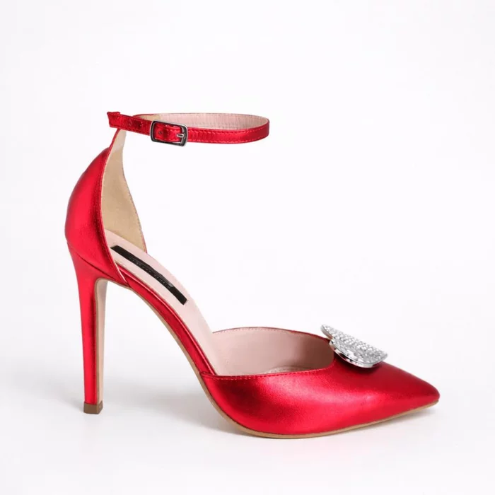 Pantofi stiletto Piele Naturala rosie My Heart picture - 4