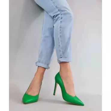 Pantofi stiletto Piele Naturala verde Desire