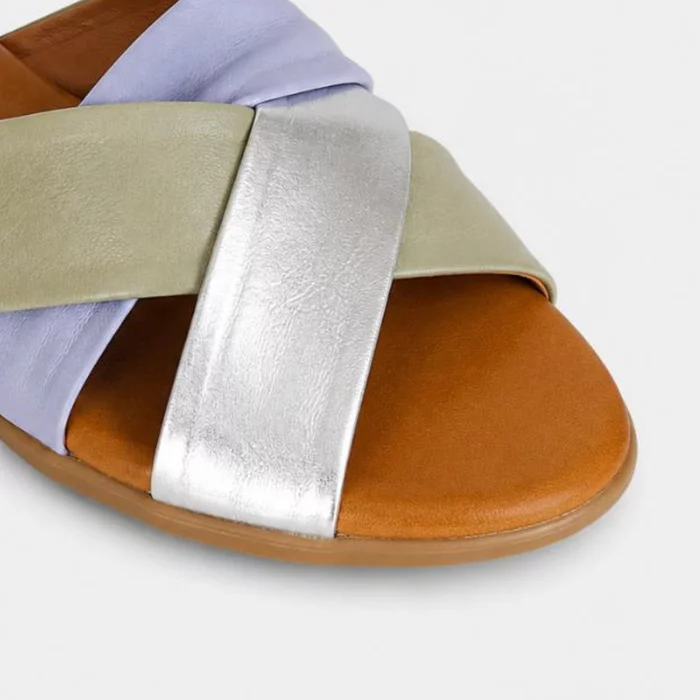 Papuci dama comfort Piele Naturala Multicolori cu talpa joasa Nyra picture - 4