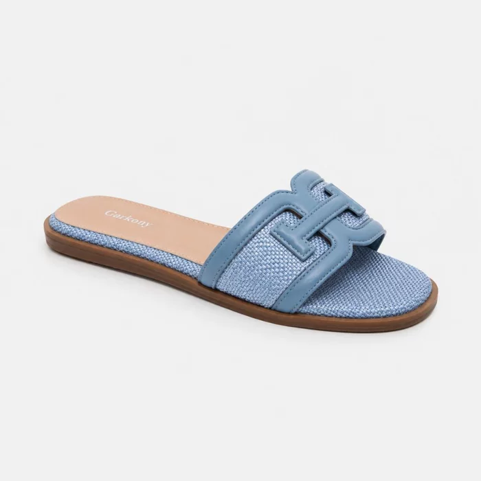 Papuci dama din Textil Blue cu talpa joasa confortabila Dalia picture - 2