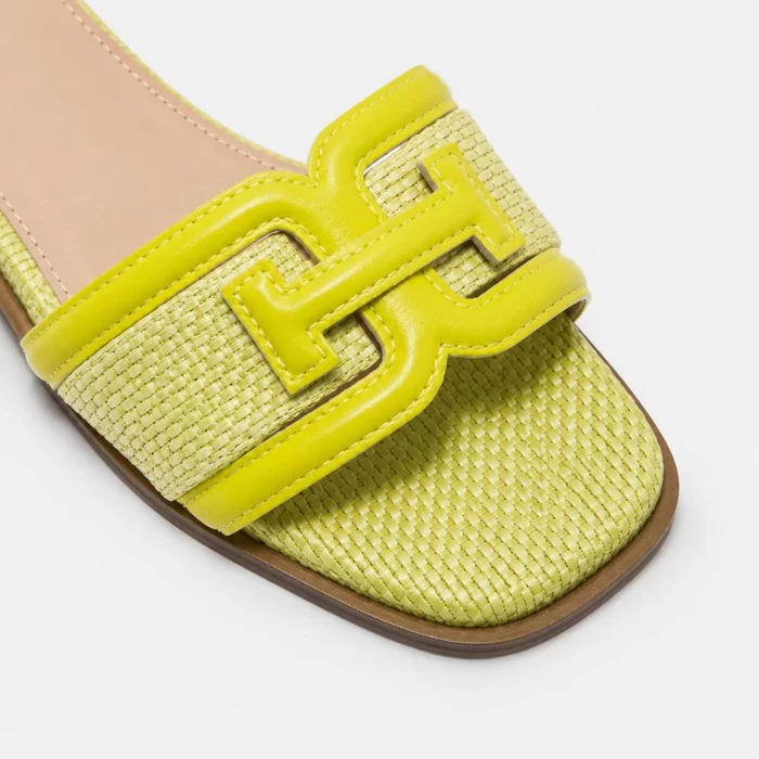 Papuci dama din Textil Galben lamaie cu talpa joasa confortabila Dalia picture - 4
