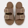Papuci dama Piele Naturala Taupe cu talpa platforma Trek picture - 4