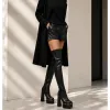 Cizme dama cu platforma Piele Naturala Negre ci capse Alexandra picture - 2
