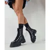 Ghete dama Piele Naturala Negre cu accesorii argintii Ivanna picture - 3