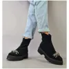 Ghete dama Piele Naturala Negre cu lant Ema picture - 4