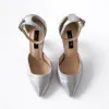 Pantofi stiletto Piele Naturala argintie Erica picture - 4
