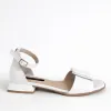 Sandale dama elegante Piele Naturala Albe cu toc mic Luna picture - 4
