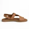 Sandale joase dama Piele Naturala Cogniac cu barete late Minimal picture - 6
