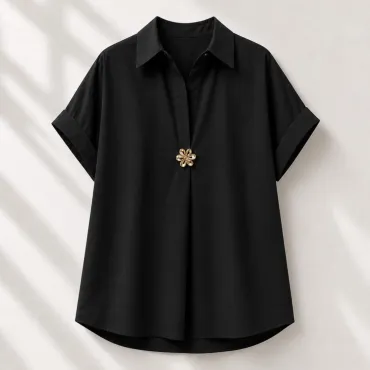 Camasa dama neagra croiala lejera marime universala