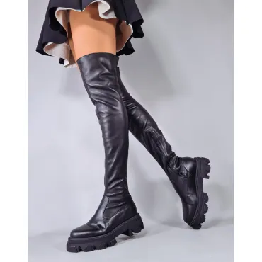 Cizme dama Piele Naturala Negre Elastice Nasty