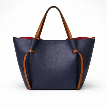 Geanta shopper din Piele Naturala bizon Bleumarin Dayli