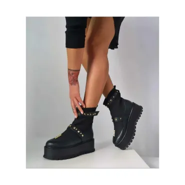 Ghete Piele Naturala neagra si neopren negru Brescia