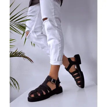 Sandale Casual Piele Naturala Negre cu barete Fargo