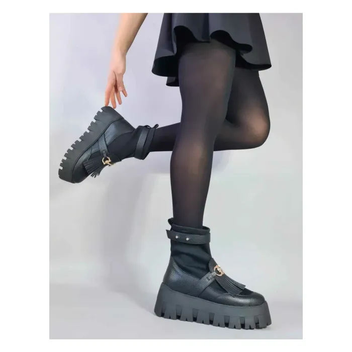 Ghete dama Piele Naturala Neagra Bacara picture - 2