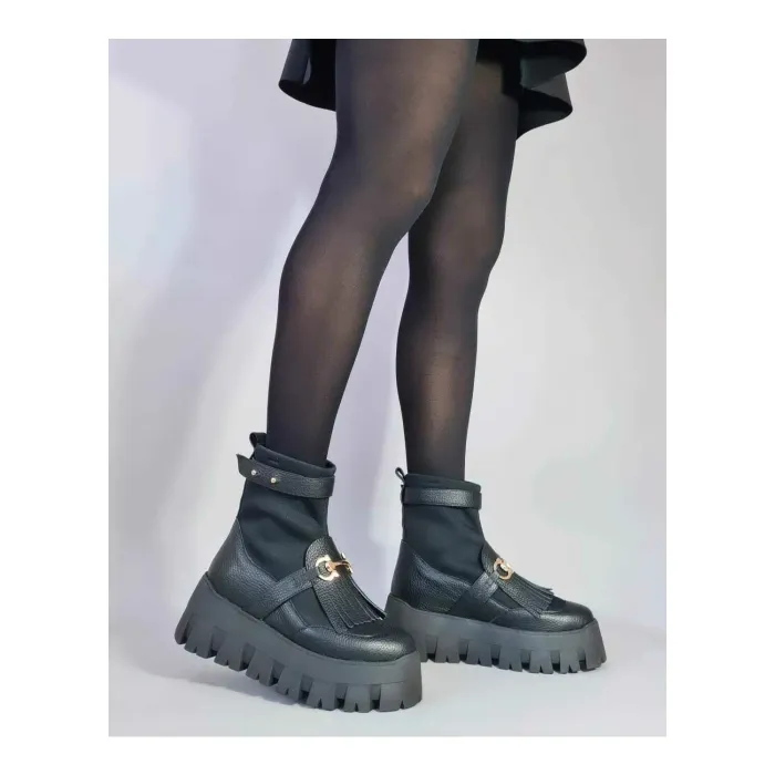 Ghete dama Piele Naturala Neagra Bacara picture - 4