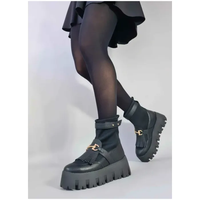Ghete dama Piele Naturala Neagra Bacara picture - 5