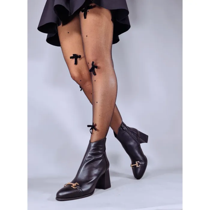 Ghete Piele Naturala Negre Lizy picture - 3