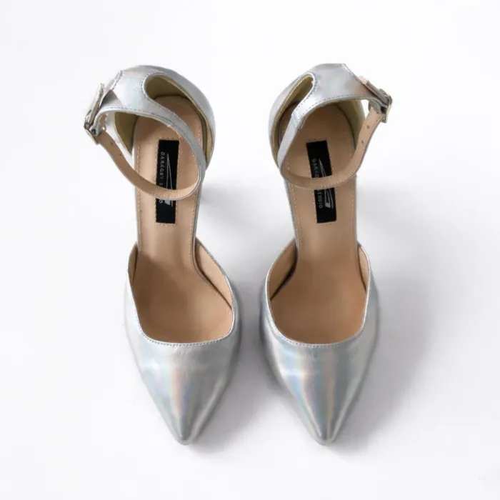 Pantofi stiletto Piele Naturala argintie Erica picture - 4