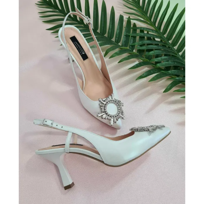 Pantofi stiletto Piele Naturala ivoire La Notte picture - 4